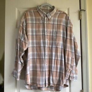 Bullock & Jones Plaid Long Sleeve Button Down Flannel Tan Beige Multi SZ XXL